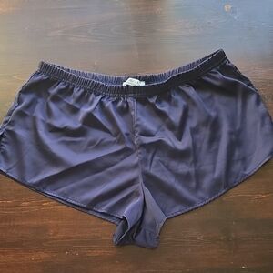 Ekouaer Navy Blue Silky Satin Pajama Sleep Shorts Drawstring Elastic Waist M